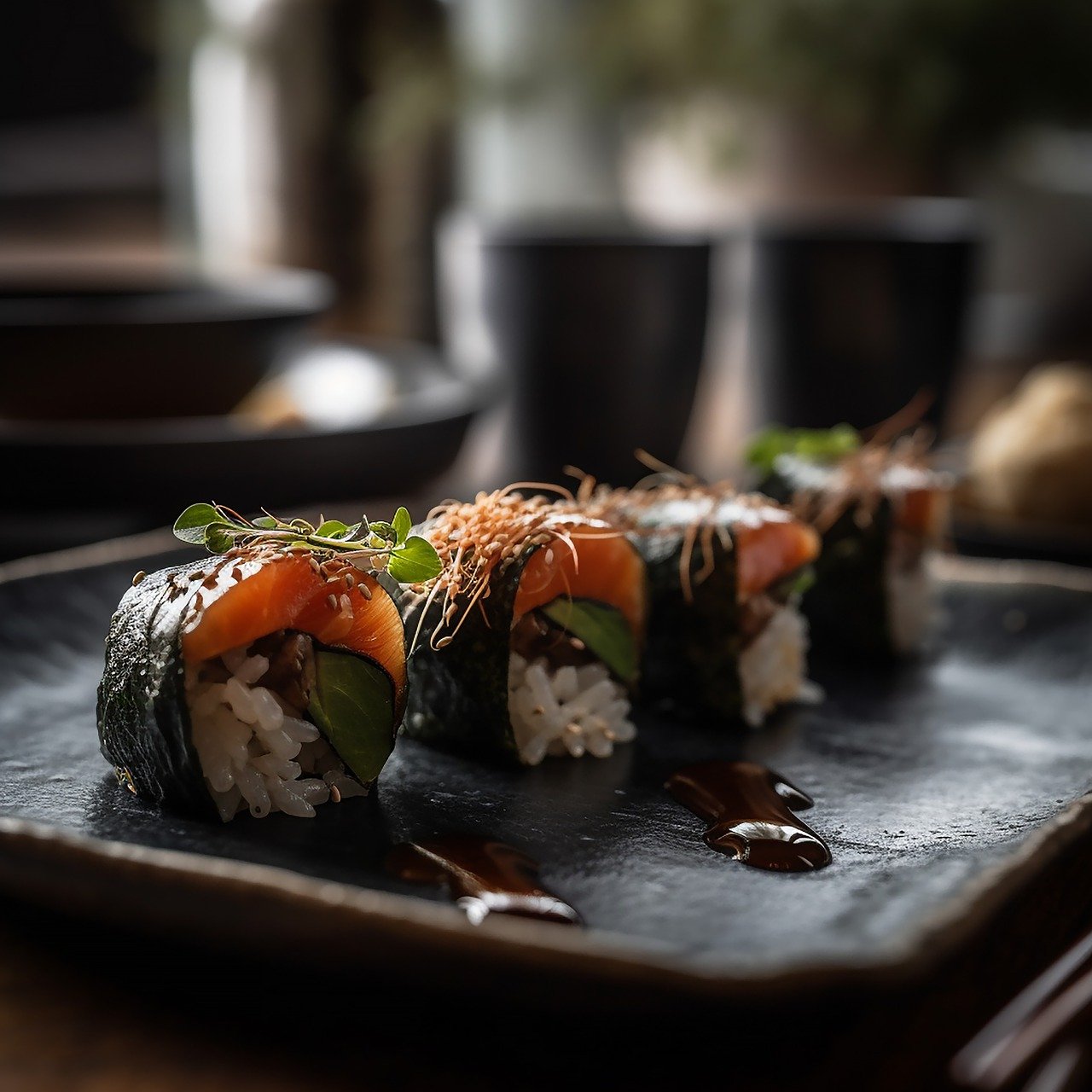 sushi in dark